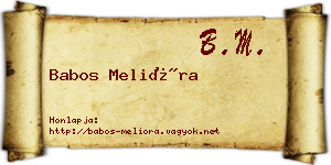 Babos Melióra névjegykártya